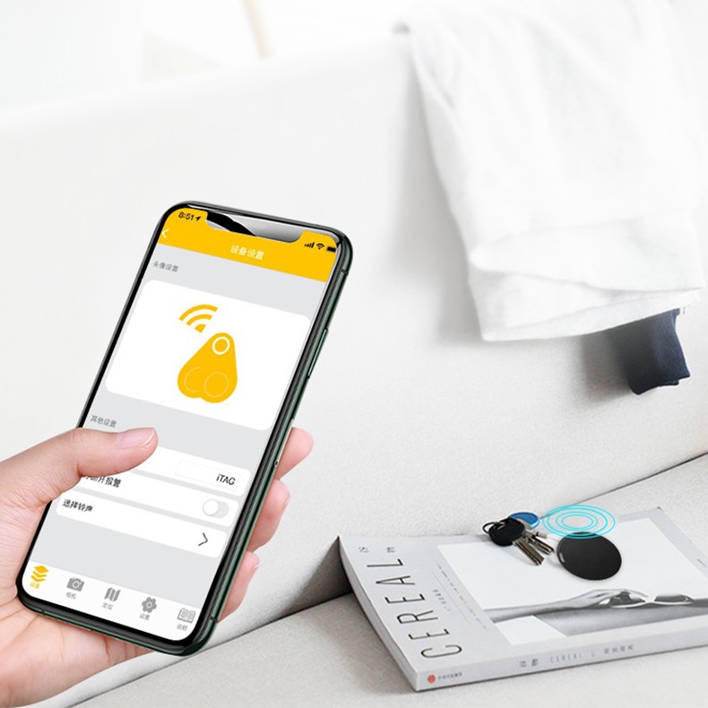 Dispozitiv Anti Pierdere Inteligent, , conexiune Bluetooth, Dispozitiv Anti Pierdere pentru accesorii, Baterie si Manual de Utilizare Incluse 38 x 38 x 7 mm, Albastru inchis - imagine 2