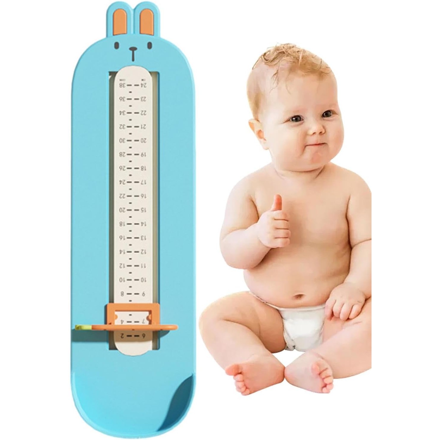 Dispozitiv de Masurat Talpa Piciorului pentru Bebelusi, , 6-24, Model Iepuras, Albastru - imagine 3