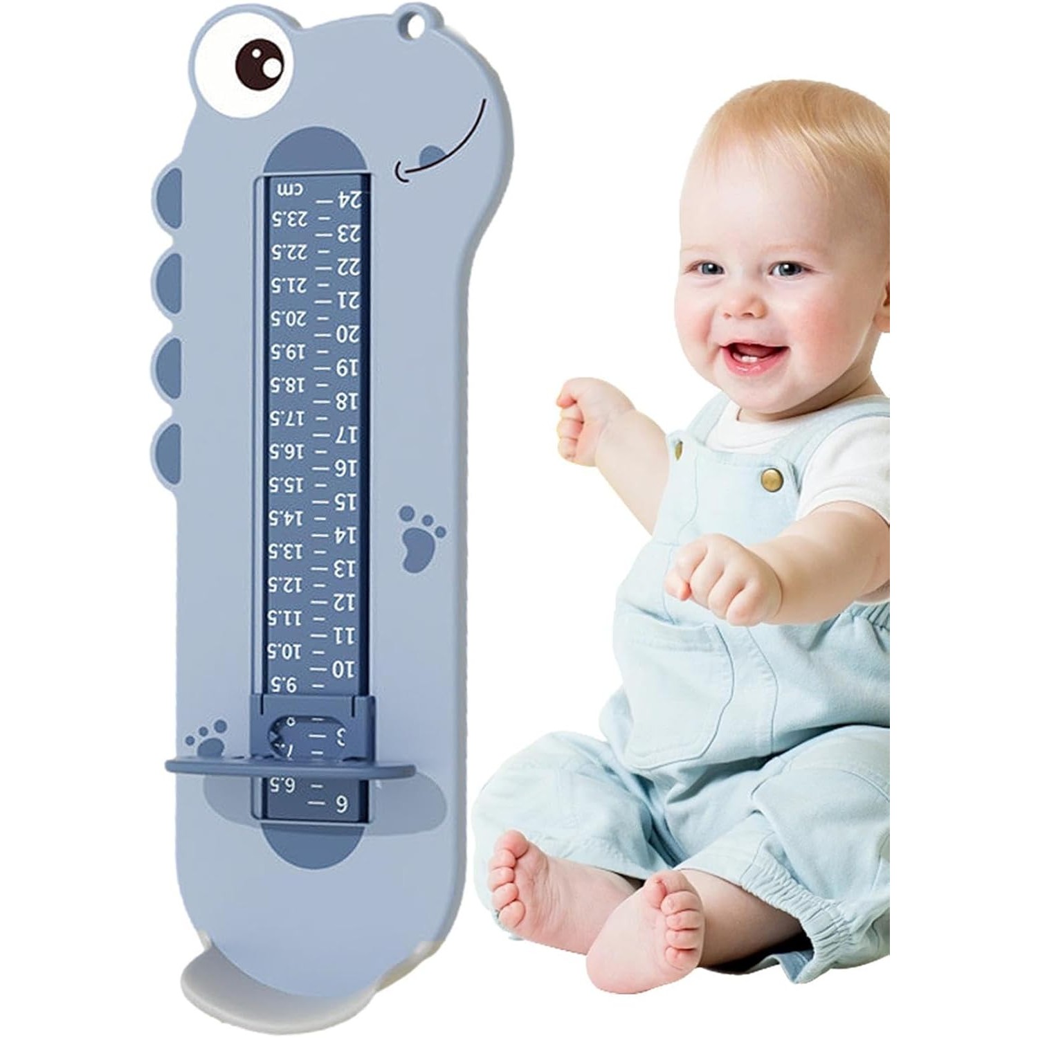 Dispozitiv de Masurat Talpa Piciorului pentru Bebelusi, , 9-24, Model Dinozaur, Albastru - imagine 4