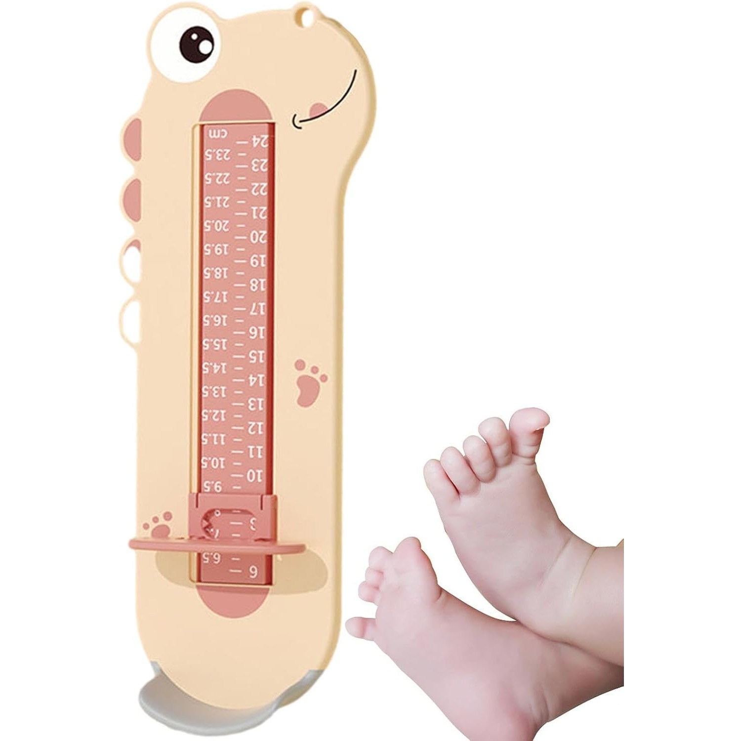 Dispozitiv de Masurat Talpa Piciorului pentru Bebelusi, , 9-24, Model Dinozaur, Roz - imagine 3