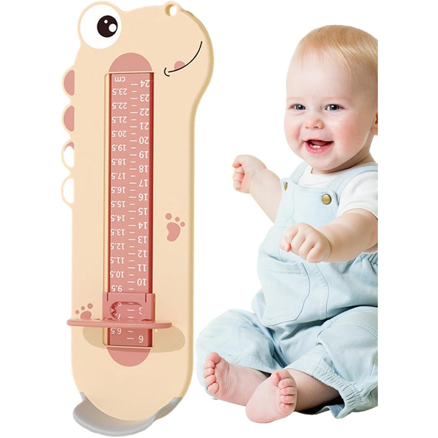 Dispozitiv de Masurat Talpa Piciorului pentru Bebelusi, , 9-24, Model Dinozaur, Roz - imagine 4
