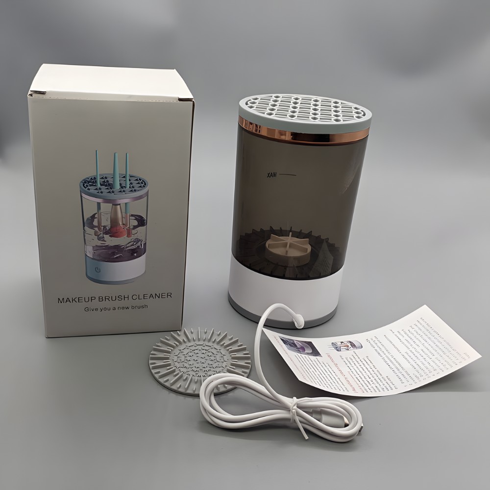 Dispozitiv Portabil de Curatare a Pensulelor de Machiaj, , Potrivit pentru Pensule de Diferite Dimensiuni, 5V, 7000RPM, Vibratii Sonice, USB, Alb/Negru, 9x9x16 cm - imagine 4