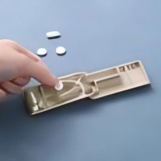 Dispozitiv taiere si depozitare medicamente, , Bej, Plastic, 8 x 4 x 1.8 cm - imagine 4