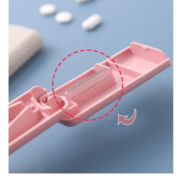Dispozitiv taiere si depozitare medicamente, , Roz, Plastic, 8 x 4 x 1.8 cm - imagine 4