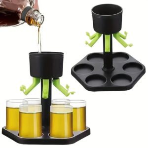 Dozator Hexagonal cu Suport pentru Shoturi, , 6 Pahare, Set Complet cu Ambalaj si Cutie, Dispenser, Divizor, Joc de Baut, Negru