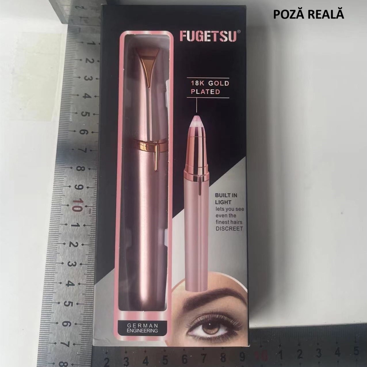 Epilator de Sprancene, , Aparat de Tuns Facial sub Forma de Creion, Portabil, Alimentare cu Baterii, 13x1.5cm, Roz - imagine 2