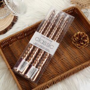 Set 4 Lumanari pentru Masa, Cina, Decor, , Model Rasucit, Lungime 25 cm, Bronz