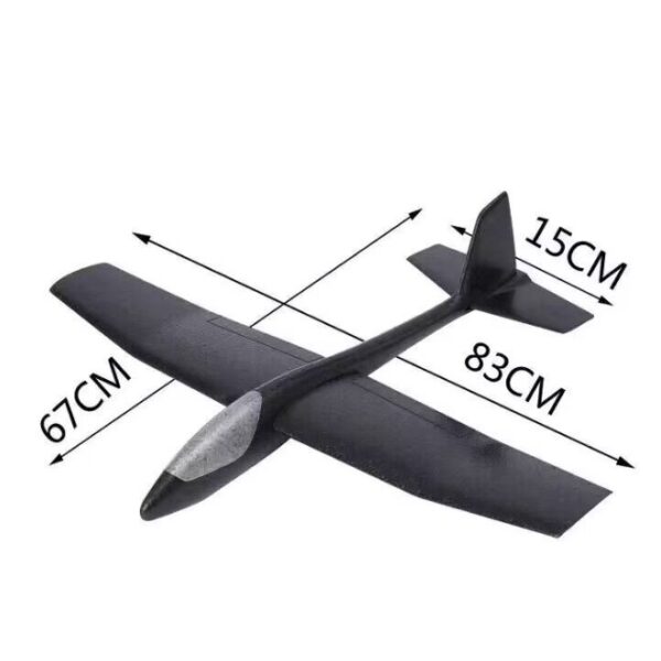 Avion Zburator, , Tip Planor, 83 cm Lungime, +3 Ani, din Polistiren, Aruncare 10 - 30 m, Negru - imagine 3