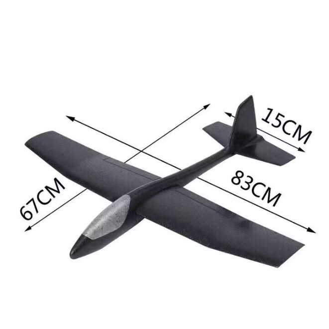 Avion Zburator, , Tip Planor, 83 cm Lungime, +3 Ani, din Polistiren, Aruncare 10 - 30 m, Negru - imagine 3