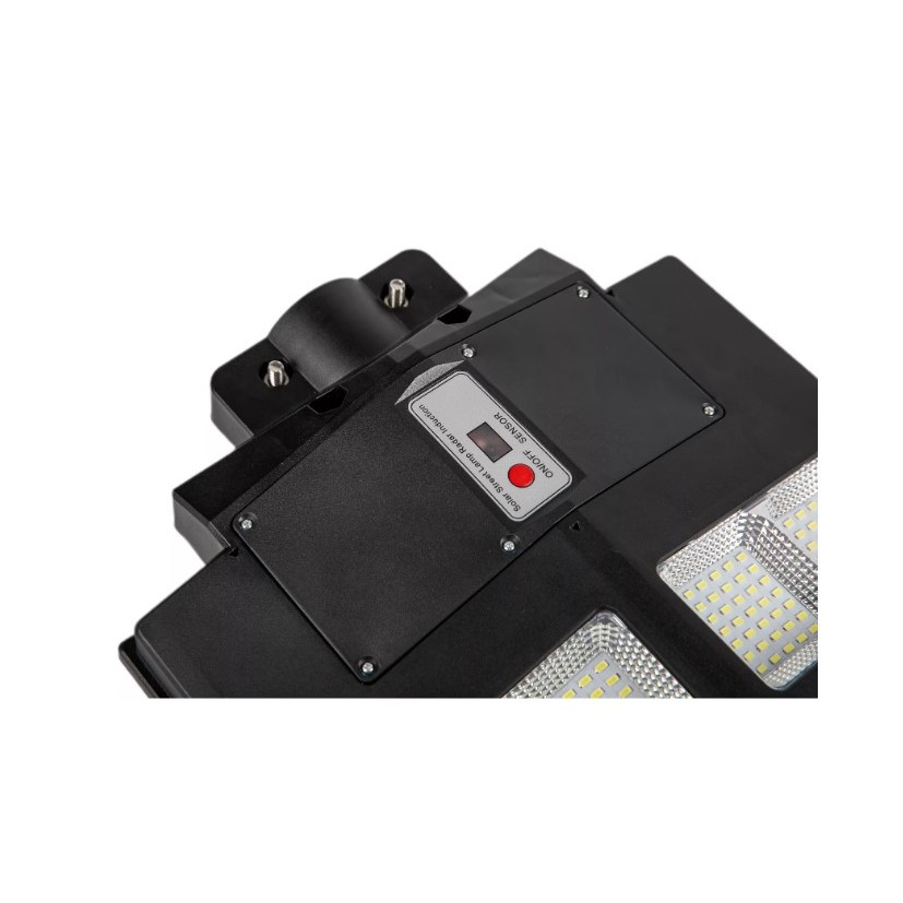 Lampa solara stradala , cu telecomanda, senzor de miscare si lumina, suport prindere, 480 LED-uri, IP65, ABS, 15AH, 300W, temperatura culoare 6500K, 44.6x34.8x7.2 cm, autonomie 10-12 ore, negru - imagine 2
