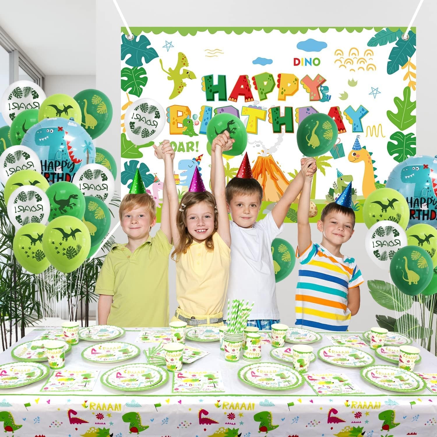 Fata de Masa Dreptunghiulara, , Colectia Dino Park, 180 x 108 cm, din PE, Anti-pete, Impermeabila, Multicolor - imagine 4