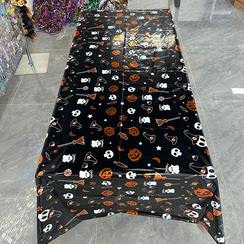 Fata de Masa, , din Folie, Imprimeu Halloween - Boo, 137 x 274 cm, Negru - imagine 2