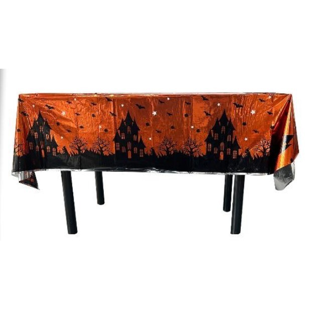 Fata de Masa, , din Folie, Imprimeu Halloween - Casa Bantuita, 137 x 183 cm, Portocaliu - imagine 4