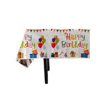 Fata de Masa, , din Folie, Imprimeu Happy Birthday cu Baloane, 137 x 183 cm, Alb - imagine 3