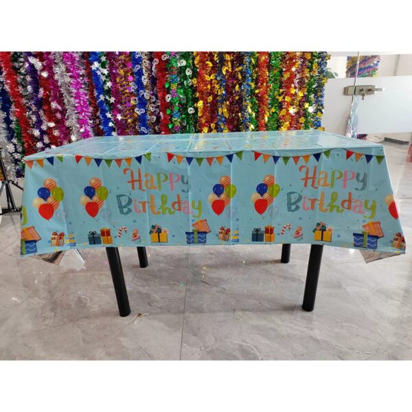 Fata de Masa, , din Folie, Imprimeu Happy Birthday cu Baloane, 137 x 274 cm, Albastru - imagine 3