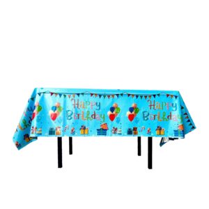 Fata de Masa, , din Folie, Imprimeu Happy Birthday cu Baloane, 137 x 274 cm, Albastru