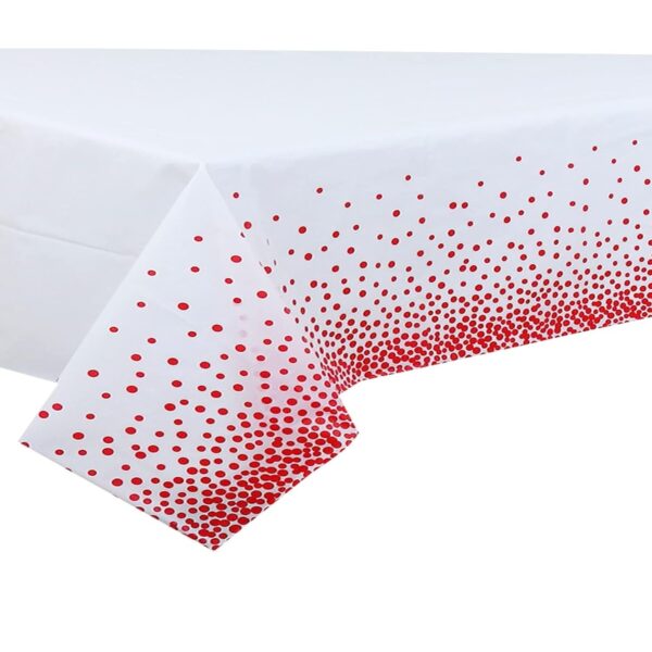 Fata de Masa, , din PEVA, Imprimeu Buline, 137 x 274 cm, Impermeabila, Fara Pete, Curatare Rapida, Rosu
