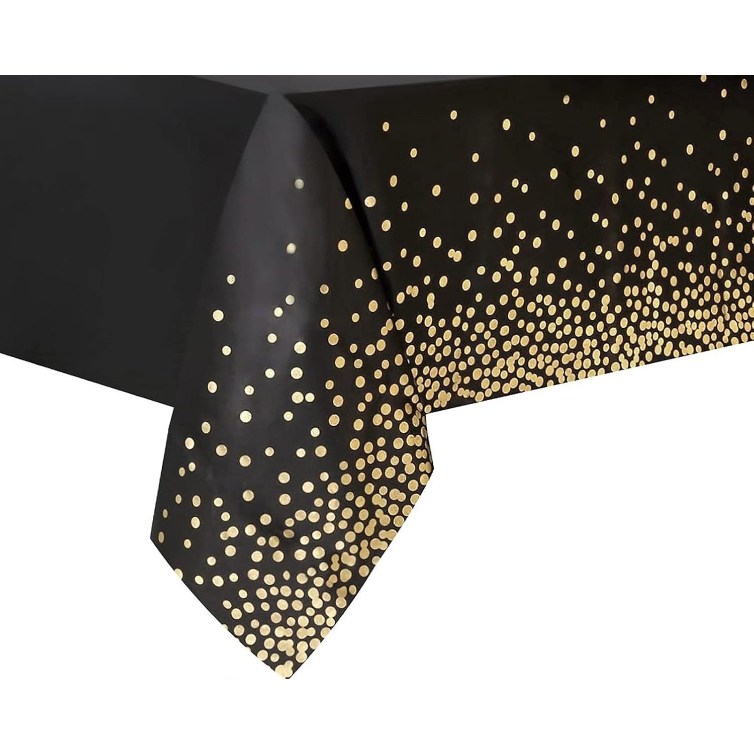 Fata de Masa, , din PEVA, Imprimeu Buline Aurii, 137 x 274 cm, Impermeabila, Fara Pete, Curatare Rapida, Negru