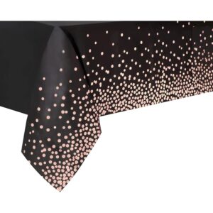 Fata de Masa, , din PEVA, Imprimeu Buline Roz, 137 x 274 cm, Impermeabila, Fara Pete, Curatare Rapida, Negru