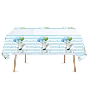 Fata de Masa, , din Plastic, Imprimeu Elefanti, 180 x 108 cm, Albastru