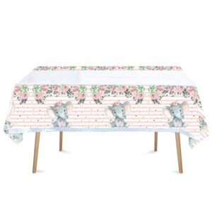 Fata de Masa, , din Plastic, Imprimeu Elefanti, 180 x 108 cm, Roz