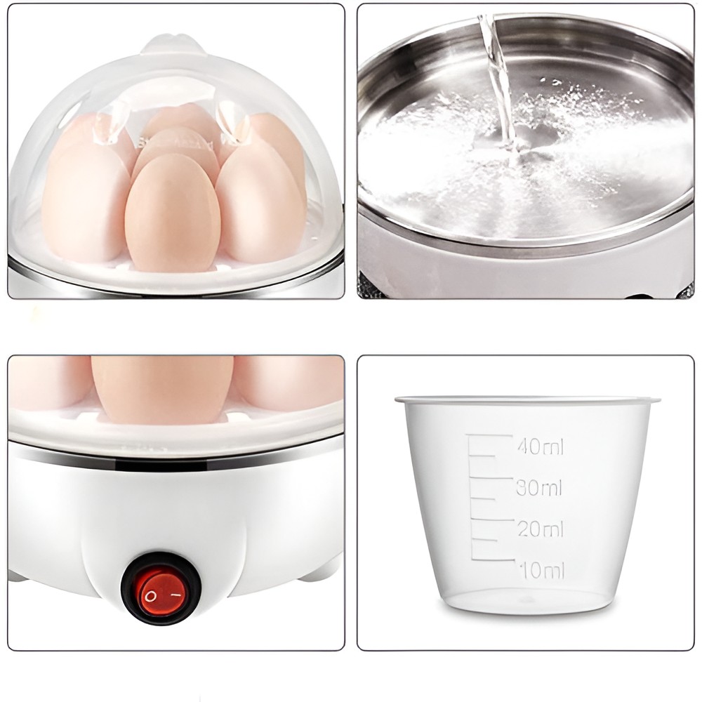 Fierbator de Oua Electric, Flipppy, Capacitate 7 oua, Aparat de fiert oua, 220V, Oprire Automata, 3 Moduri de Fiert Oua, 15 x 15 x 15 cm, Culoare Alb - imagine 4