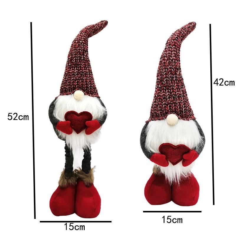 Figurina Decorativa, Pentru Craciun, , Spiridus, Omul Padurii Indragostit, Picioare Telescopice, Inaltime reglabila 42 - 52 cm, Rosu - imagine 2