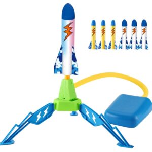 Jucarie pentru Copii, , Lansator de Rachete cu Piciorul, un Singur Lansator, 6 Rachete Fara Lumini, 40.5 cm Inaltime, Multicolor