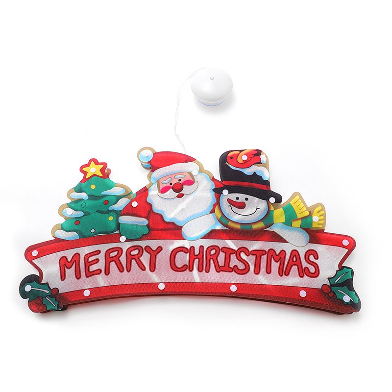 Decoratiune de Craciun pentru fereastra , Merry Christmas, cu LED-uri, 24 cm, alb cald