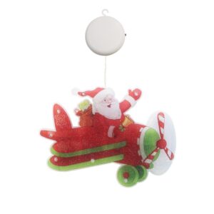 Decoratiune de Craciun pentru fereastra , Avion, cu LED-uri, 23 cm, alb cald