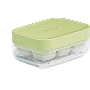 Forma pentru gheata cu presa , din silicon alimentar, 6 cuburi, caserola pentru depozitare, usor de folosit si curatat, 10.5 x 7.5 x 4.1 cm, verde
