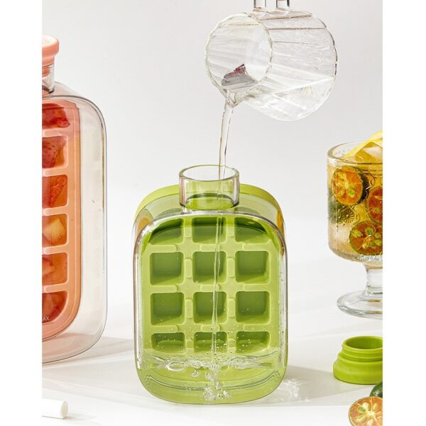 Forma de Gheata, , 2in1, Tip Sticla cu Pai, 500 ml, 12 Cuburi, 16.3 x 10.8 x 8 cm, Verde - imagine 4