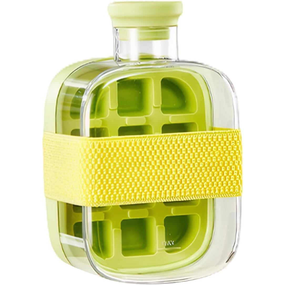 Forma de Gheata, , 2in1, Tip Sticla cu Pai, 500 ml, 12 Cuburi, 16.3 x 10.8 x 8 cm, Verde