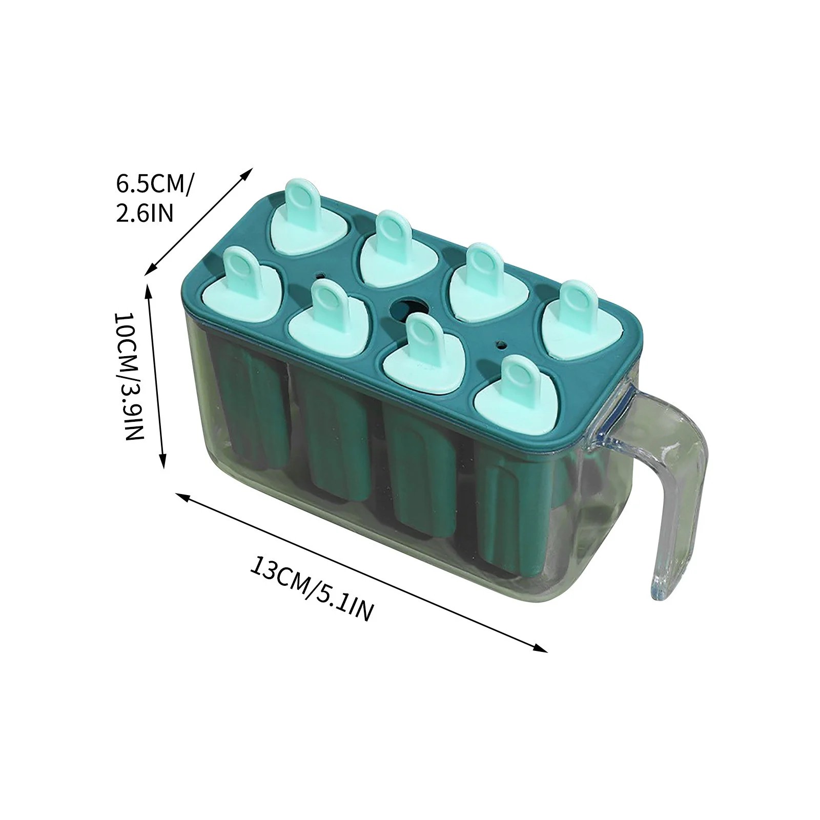 Forme de inghetata, , 8 Forme din Silicon, Forma pentru Inghetata din si Sucuri Ghetate, 13 x 10 x 6.5 cm, Albastru - imagine 2
