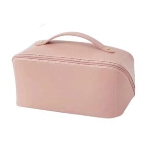 Geanta de Calatorie , Pentru Cosmetice, Portabila, Impermeabila, din Piele Ecologica, Compartimente Multiple, cu Fermoar, 23 x 11.5 x 10.5 cm, Roz