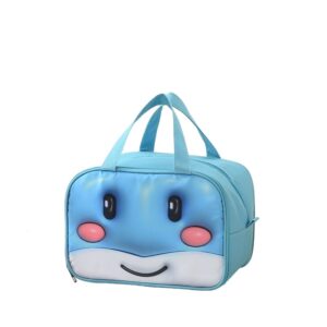 GeantÄƒ FrigorificÄƒ, , cu Desene Animat 3D, PortabilÄƒ pentru Copii, de PrÃ¢nz, din PÃ¢nzÄƒ Oxford, 27.5x18x20 cm, Model Balena, Albastru