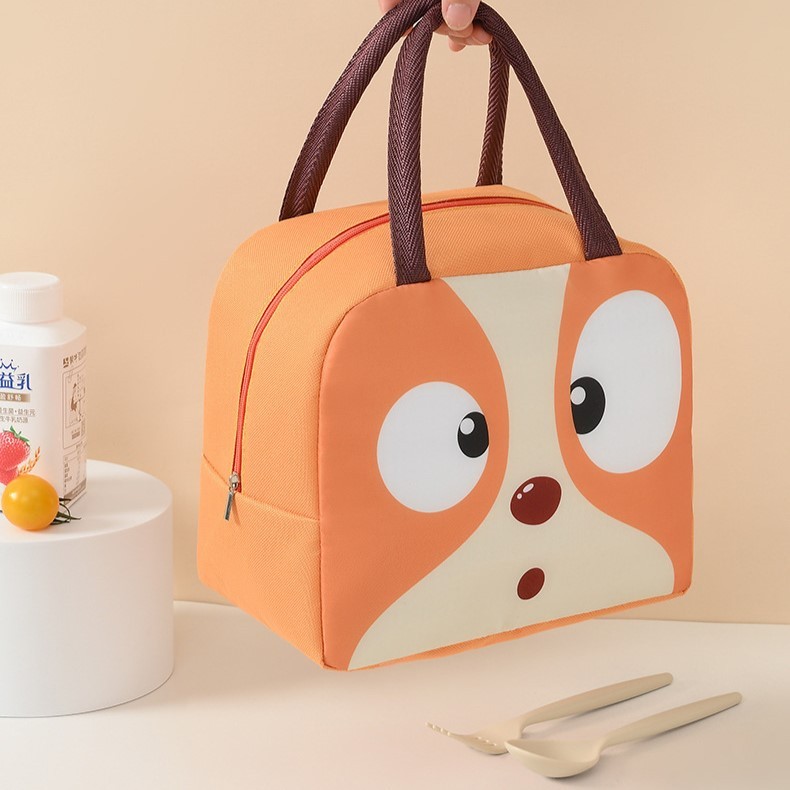 Geantă Frigorifică, , cu Desene Animat, Portabilă pentru Copii, de Prânz, din Pânză Oxford, 22x14x19 cm, Model Catelus, Maro - imagine 3