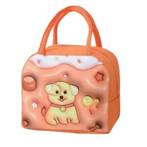 GeantÄƒ FrigorificÄƒ, , cu Desene Animate 3D, PortabilÄƒ pentru Copii, de PrÃ¢nz, din PÃ¢nzÄƒ Oxford, 23x13x19 cm, Model Catelus, Maro