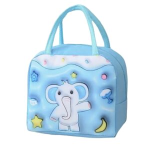 GeantÄƒ FrigorificÄƒ, , cu Desene Animate 3D, PortabilÄƒ pentru Copii, de PrÃ¢nz, din PÃ¢nzÄƒ Oxford, 23x13x19 cm, Model Elefantel, Albastru