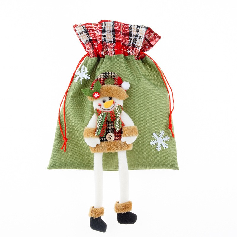 Sac cadouri , tematica Om de Zapada, Material Textil, 30x25 cm, cu Siret, Verde - imagine 3