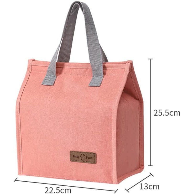 Geanta Termoizolanta Tip Bento Bag , Camping Cooler, Aluminiu, 22.5x13x25,5 cm, 3.3 L, Roz - imagine 3