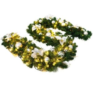 Ghirlanda decorativa Craciun cu Globuri si funde argintii, , 2,70 m, Verde