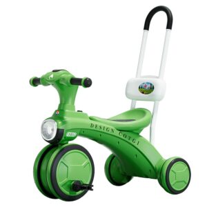 Tricicleta pentru copii , pedalare, impingere, lumini si sunete, pedale antiderapante, material dur, cos depozitare, varsta peste 18 luni, 80x40x52 cm, verde