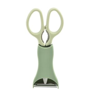 Set foarfeca pentru bucatarie , curatator legume tip suport, multifunctional, spargator nuci, material ABS si otel inoxidabil, maner ergonomic, 16.8 x 7.8 x 1 cm, verde