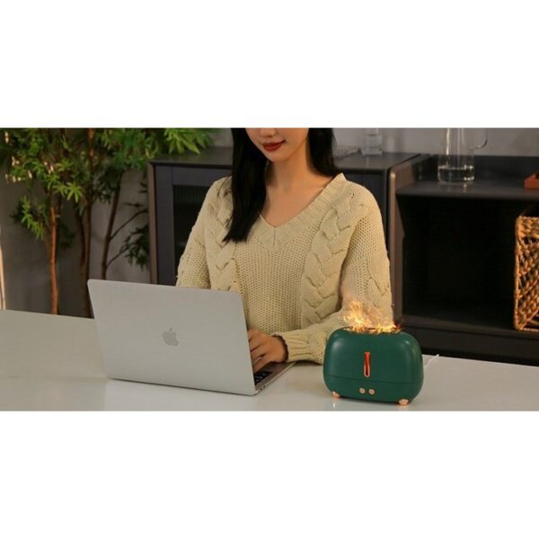 Umidificator de tip flacara, , cu aromaterapie, 7 culori, 250 ml, verde - imagine 2