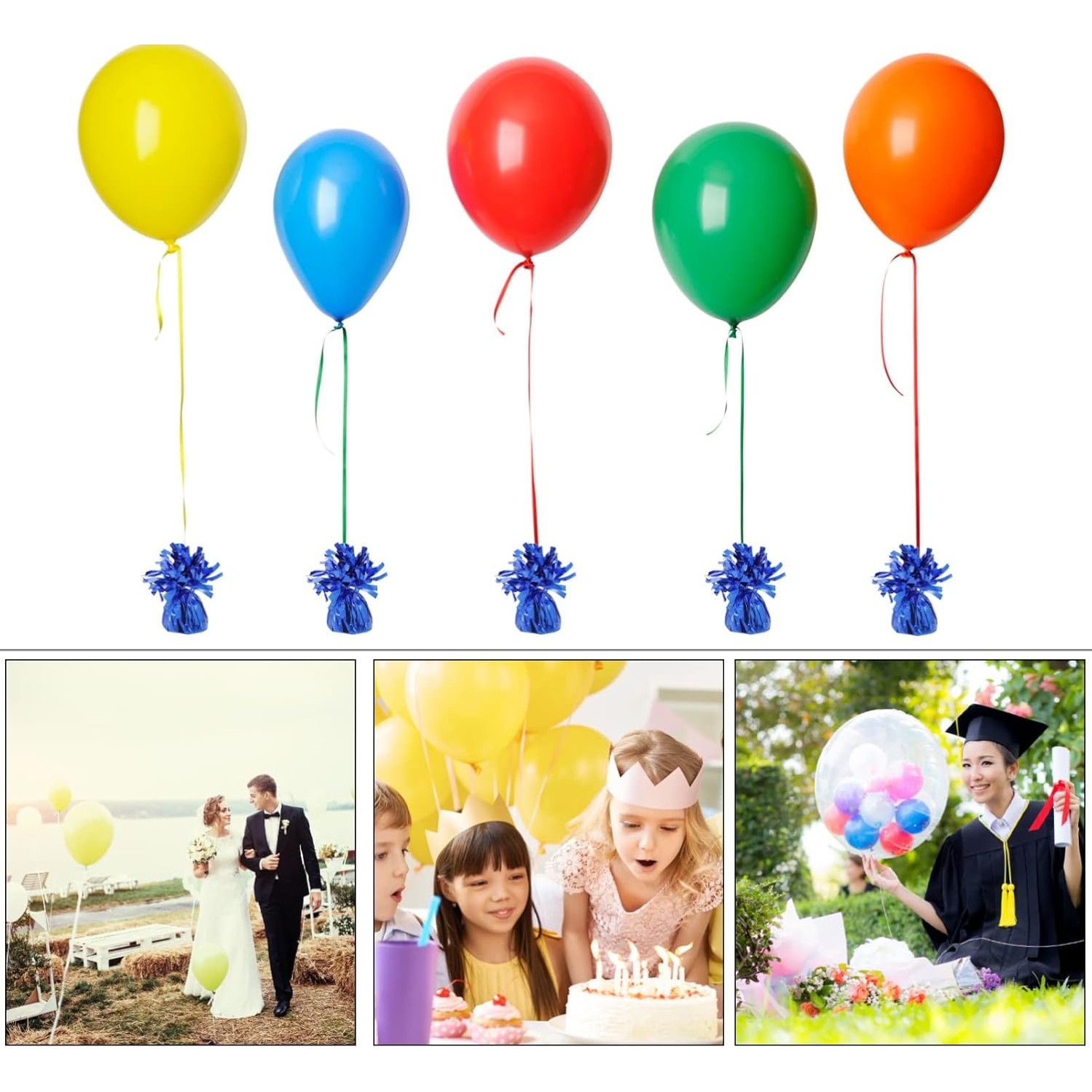 Greutate pentru Baloane cu Heliu, , din Folie cu Franjuri, 170g, 13 x 5 x 3 cm, Albastru - imagine 2