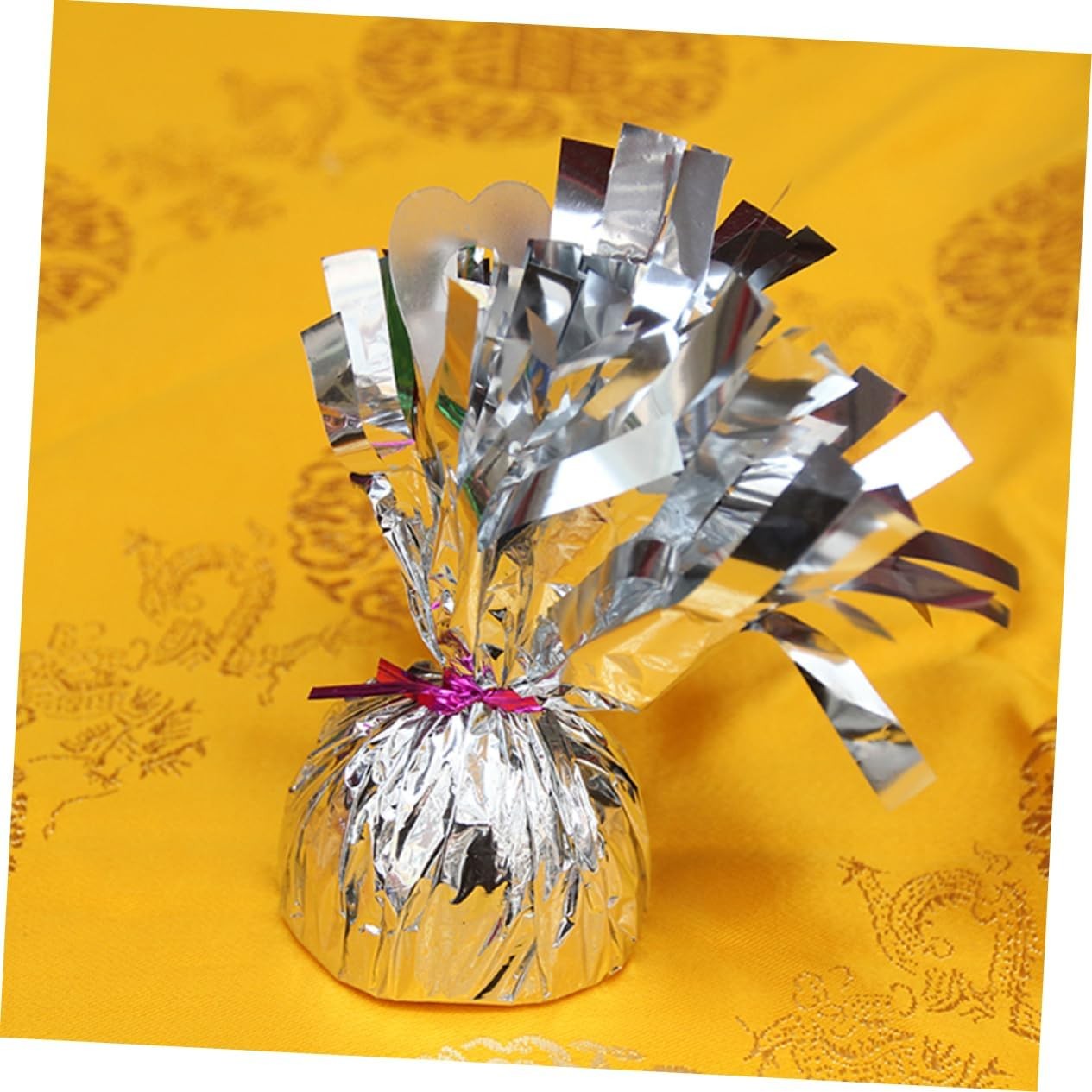 Greutate pentru Baloane cu Heliu, , din Folie cu Franjuri, 170g, 13 x 5 x 3 cm, Argintiu - imagine 3