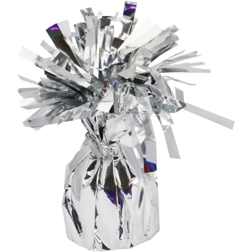 Greutate pentru Baloane cu Heliu, , din Folie cu Franjuri, 170g, 13 x 5 x 3 cm, Argintiu - imagine 4