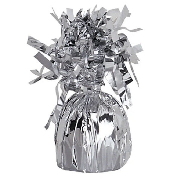 Greutate pentru Baloane cu Heliu, , din Folie cu Franjuri, 170g, 13 x 5 x 3 cm, Argintiu