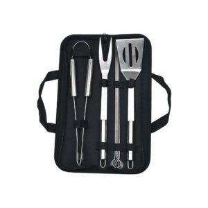 Set 7 Ustensile pentru Gratar, , din Otel Inoxidabil, Geanta Oxford, Argintiu